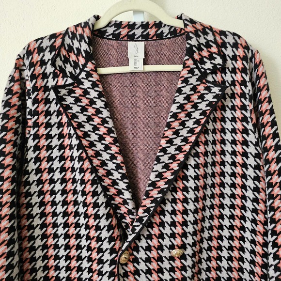 JOIE Women's Double Breasted Houndstooth Multicolored Button Blazer Sz L - Picture 4 of 13